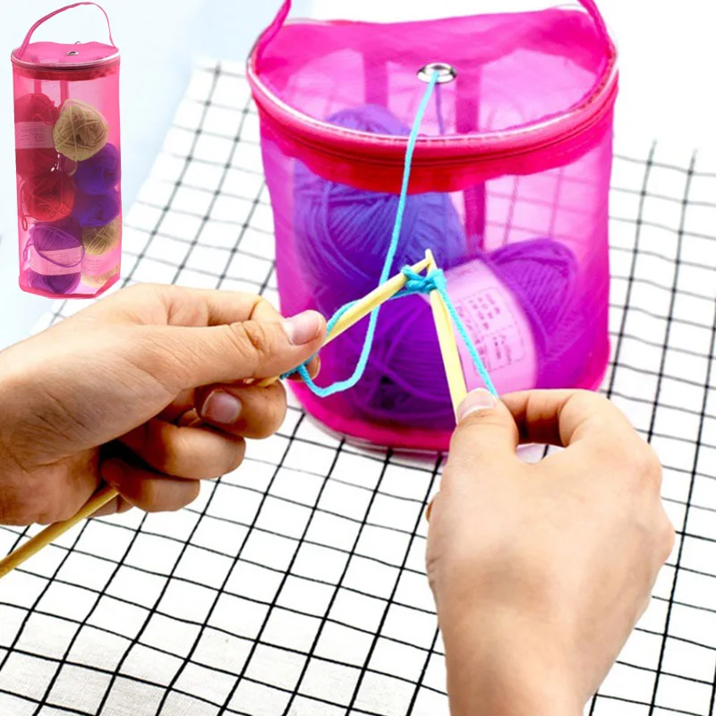 

New 2 Colors Wool Bag Crochet Hook Thread Organizer Storage Bag Knitting yarn bowl Bags Sewing Tool Tccessories Storage Box