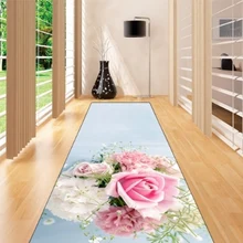 Else синий пол Розовые розы цветы 3d принт нескользящий микрофибра моющийся длинный бегунок коврик коврики для прихожей