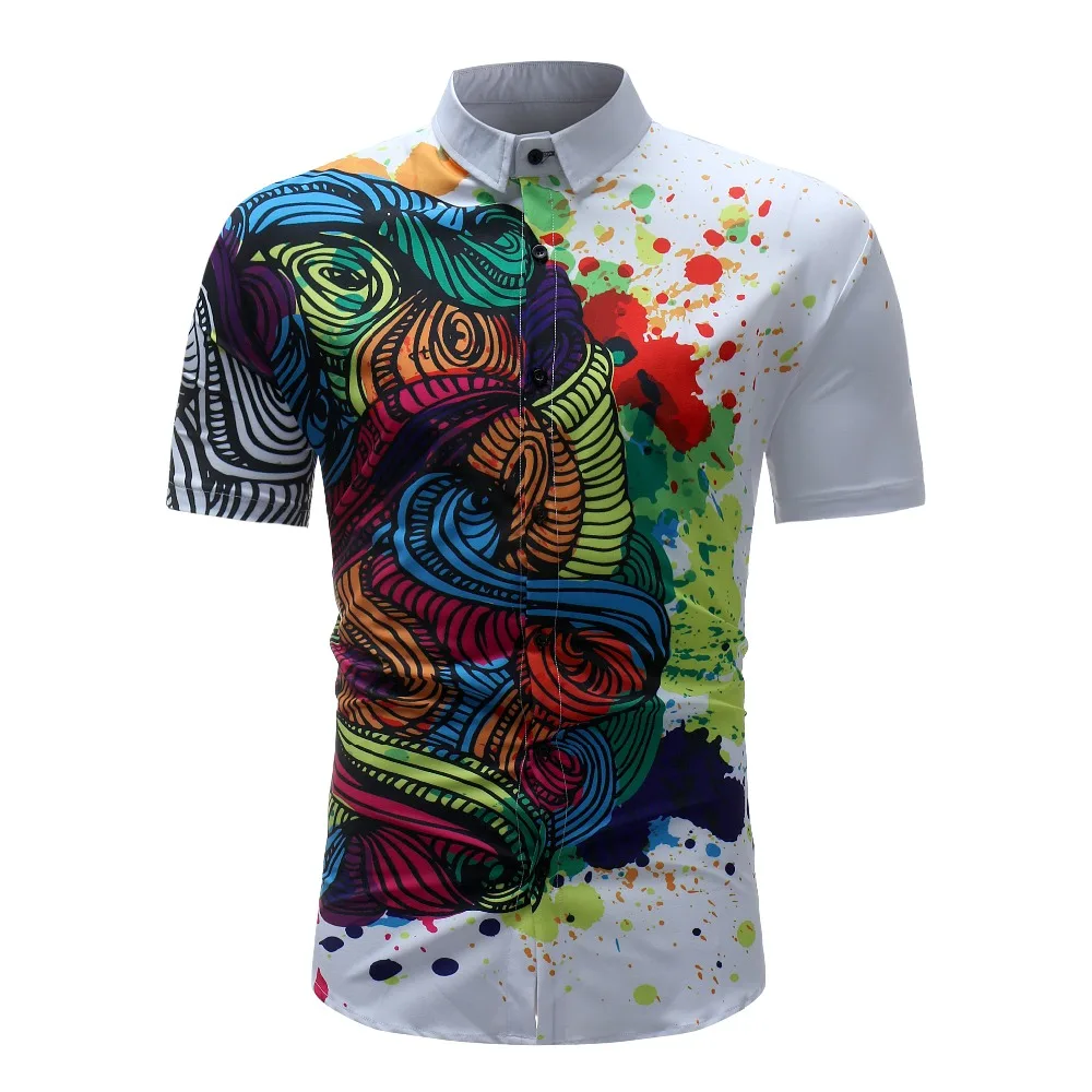 

Short Sleeve Hawaiian White Blue 3D Printed Mens Shirt Fashion 2018 Men's Casual Floral Shirts Slim Fit Plus Size 3XL Mens Top