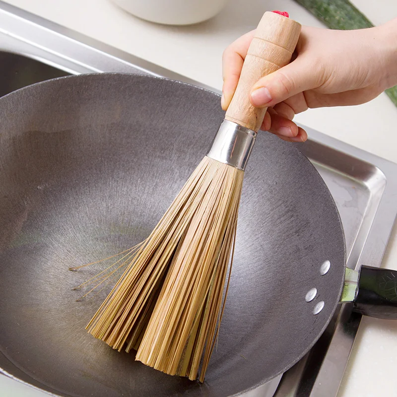 1pc Bamboo Cleaning Brush Pot Brush Chinese Traditional Kitchen Brush