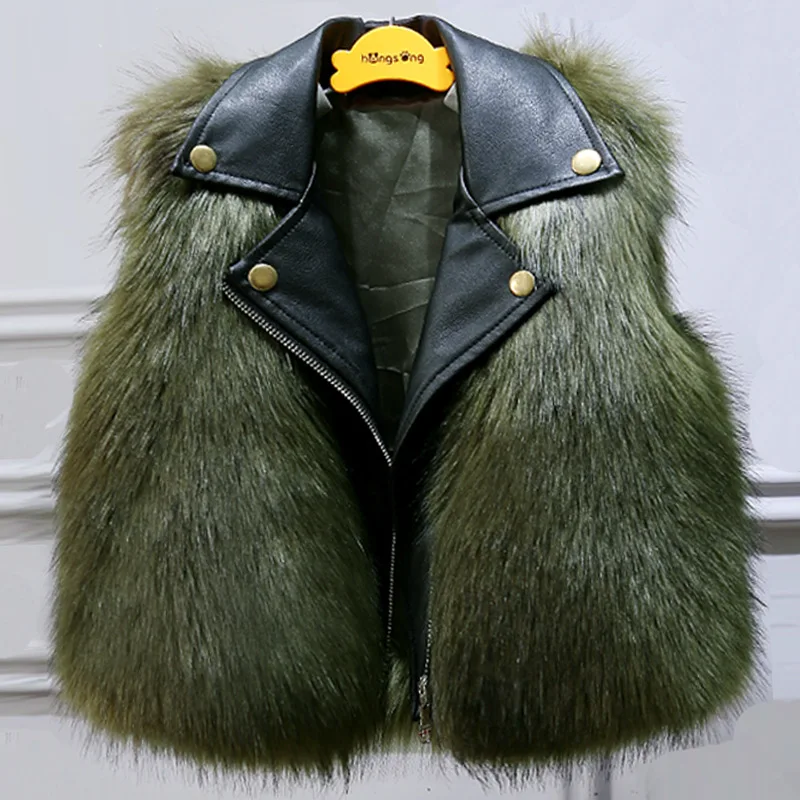 

Girls Fur Vest children's fur vests Boys Leather Coat baby clothing Waistcoat Children Winter Jacket Faux Fur Coat WUA881