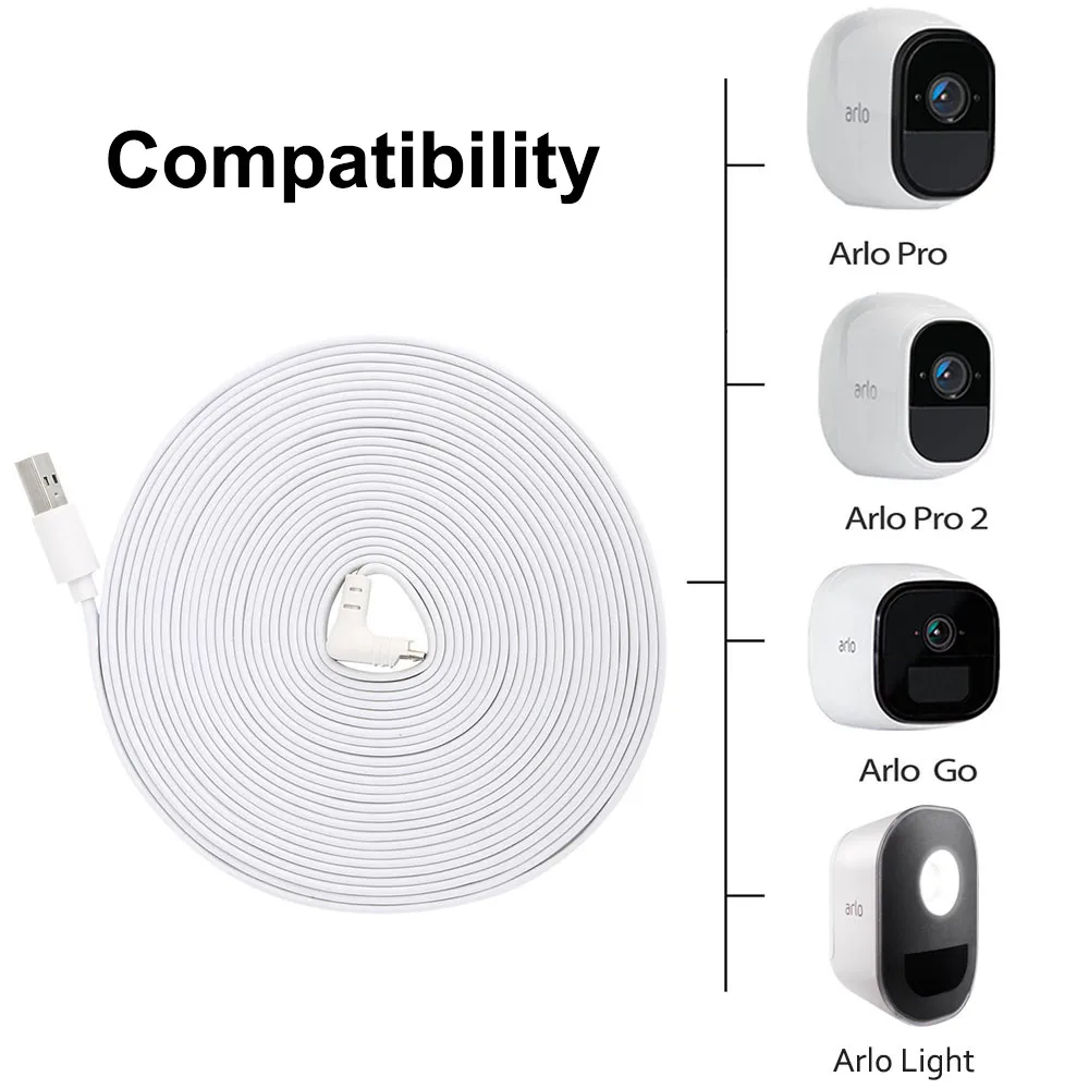 Carregamento para o Arlo Prova de Intempéries do ir Câmera de Carga da Bateria Cabo de Extensão Cabo plus Adaptador de Carregamento Arlo Pro Carregador 2 30ft e 9 m Cabo plus Adaptador de Pro 2 e pro e luz e à - Image 6