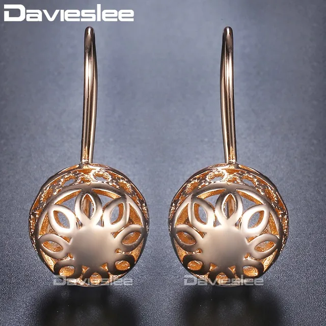 Us 2 99 20 Off Aliexpress Davieslee Dangle Earring For Women Engraving Flowers Round Ball Womens 585 Rose Gold Filled Jewelry Us 2 99 20 Off Aliexpress Davieslee Dangle Earring For Women Engraving Flowers Round Ball Womens 585 Rose Gold Filled Jewelry