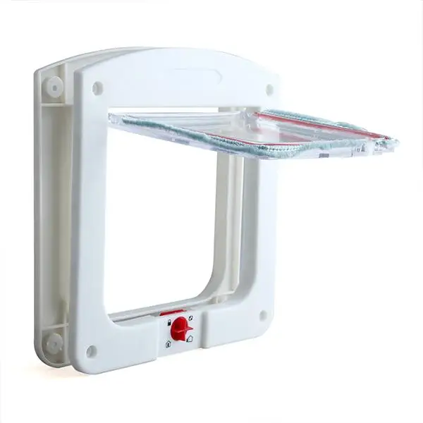 

Cat Gate Gateway Safe 4-way Lockable Pet Cat / Small Dog Door Large Locking Flap New Frame Screen Pet Product Supply White