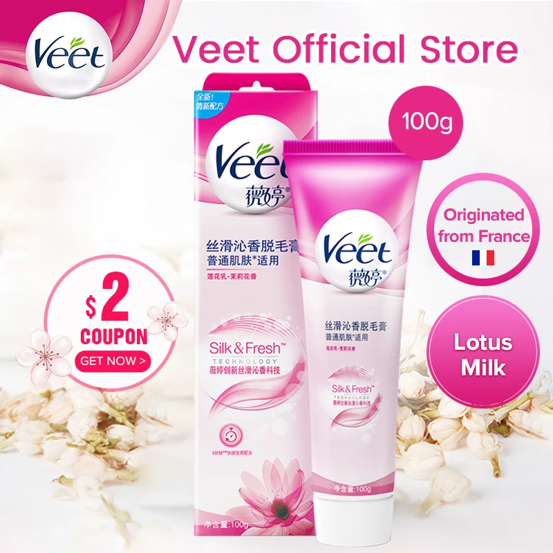 

Veet Hair Removal Cream Normal Skin Lotus Milk Moist Jasmine fragrance for Arm& Leg & Bikini & Underarm multi-body apply 25/100g