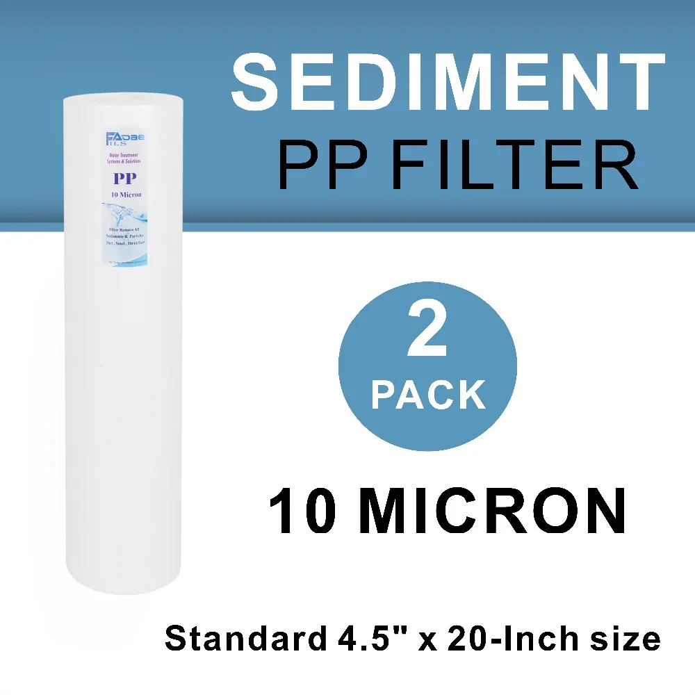 

2 PACK OF 10 Micron 20-Inch Big Blue Whole House Sediment Water Filter 4.5" x 20" PP Melt Blown Cartridges