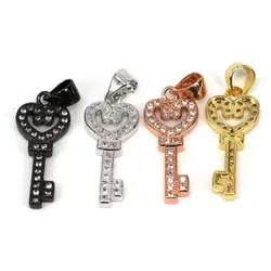 Подвеска для ключей Pave Key Charm брелоки, украшения поставки ювелирных изделий DIY Ювелирные изделия из розового золота брелок сердце Pendan