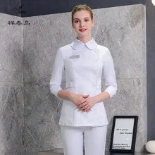 Больница белая форма медсестры Мода Высокое качество салон красоты одежда для спа магазин здоровья работа топ+ брюки комбинезоны