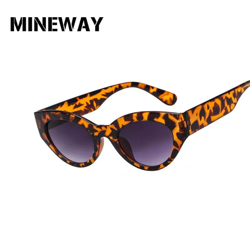 

MINEWAY 2018 Vintage Leopard Cat Eye Sunglasses Women 2018 Luxury Brand Retro Ladies Shades Yellow Sun Glasses Female O