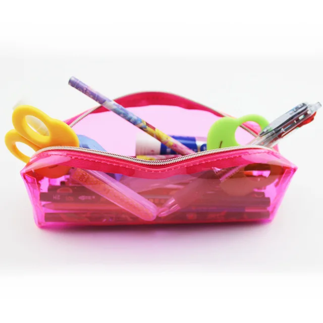 Милая прозрачная пластиковая коробка, сумка, чехол для карандашей, держатель для ручек, цветные складские принадлежности, школьные принадлежности