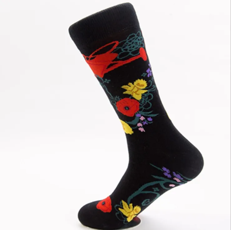 6 пар осень-зима новый плюс Размеры модные Для мужчин хлопка с длинным Красочные счастливые носки для Для мужчин Calcetines Hombre Meias Sokken 44 46