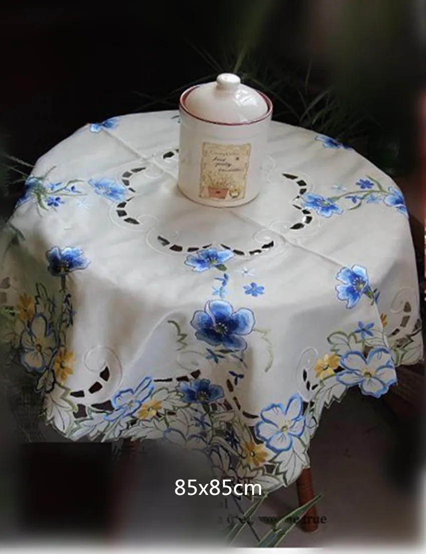 

Blue Flower Embroidered tablecloth Table Cloth 85*85cm 36inch