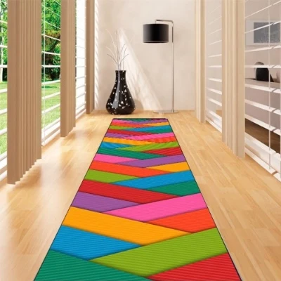 Else Зеленый Синий Оранжевый Розовый линии геометрический 3d принт Нескользящая микрофибра моющийся длинный коврик коврики для прихожей