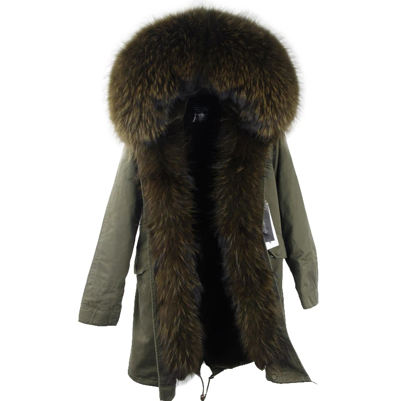 New Arrival Fur Parka 2018 Brand Long Women Winter Coat Real Raccoon Fur Jacket Luxury Large Detachable Collar Parka Femme