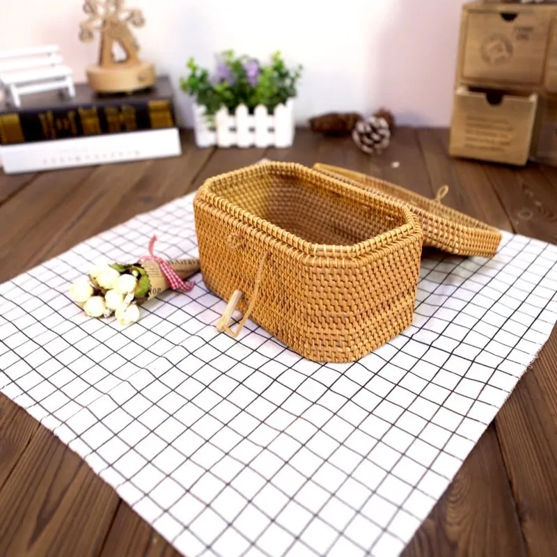 Women Straw Bag Female Summer Beach Handbag Lady Handmade INS Popular Vintage Rattan Bags Hollow Totes Box Large Bag SS3129 (3)