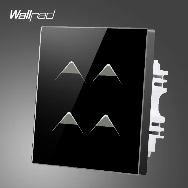 Умный дом Wallpad Великобритания роскошный 4 Gang 2 Way 3 way черный огнеупорный стеклянный