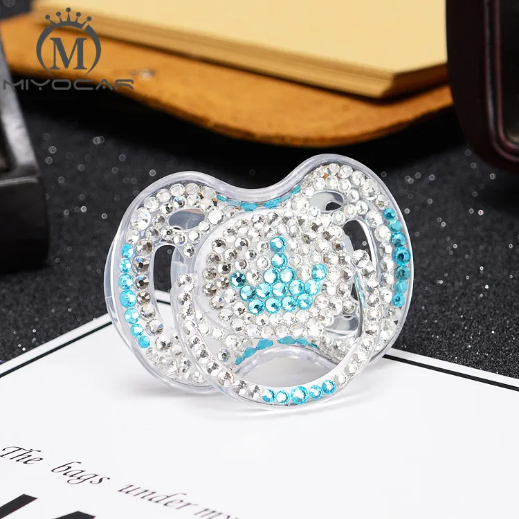 MIYOCAR Bling Bling blue beautiful set of good quality baby comb and bling blue white crown pacifier for baby shower gift MIYOCAR Bling Bling blue beautiful set of good quality baby comb and bling blue white crown pacifier for baby shower gift