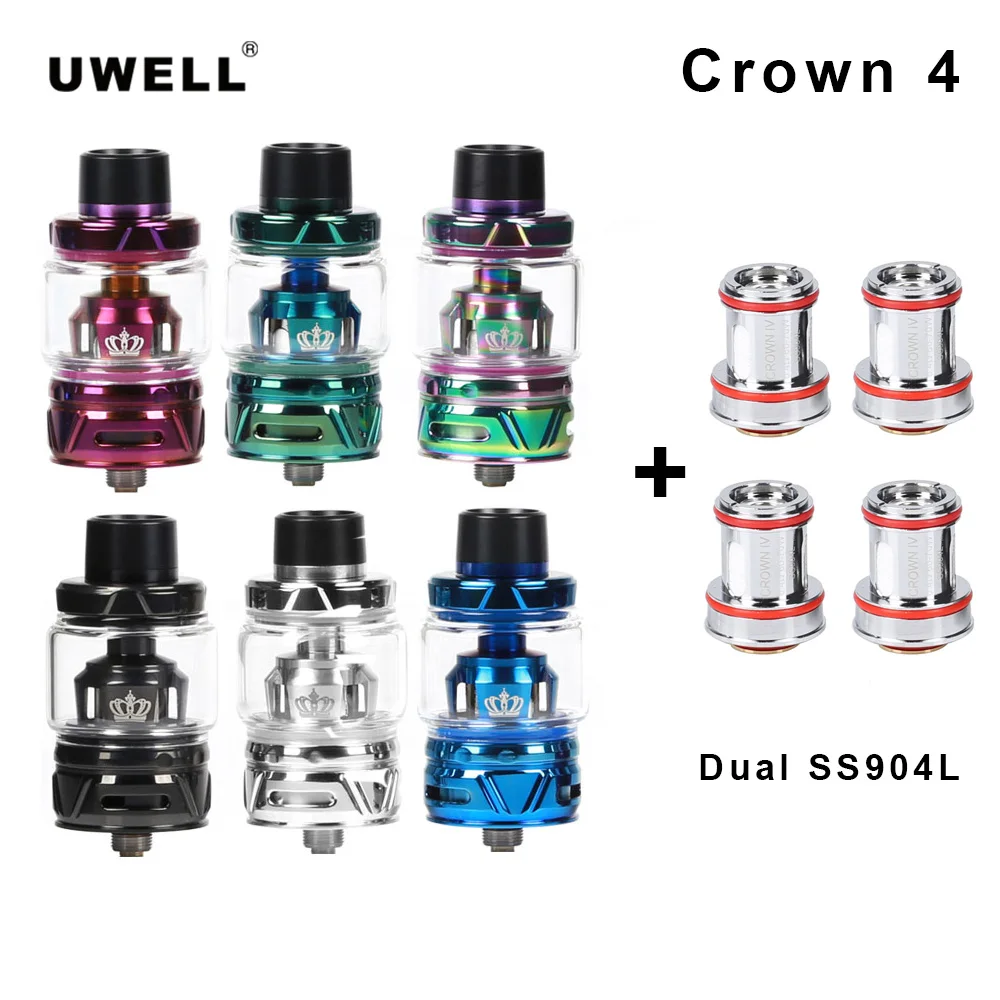 

Original Uwell Crown 4 Tank With Dual SS904L Coil Electronic Cigarette excellent flavor Vape RTA Atomizer Christmas Gift