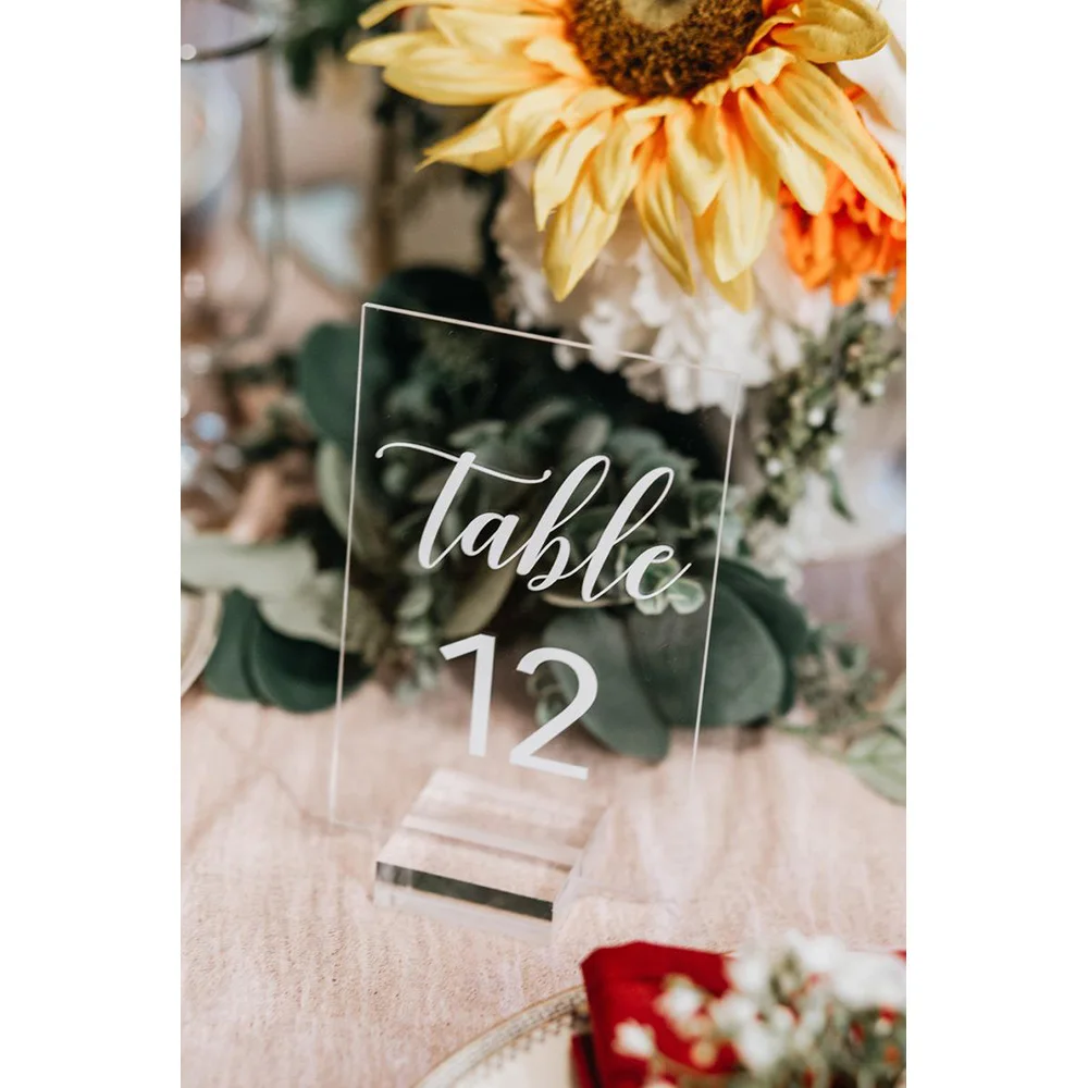 

Acrylic Number Table Number Signs for Wedding Party Decor Birthday Geometric Table Seat Card Roman Numerals