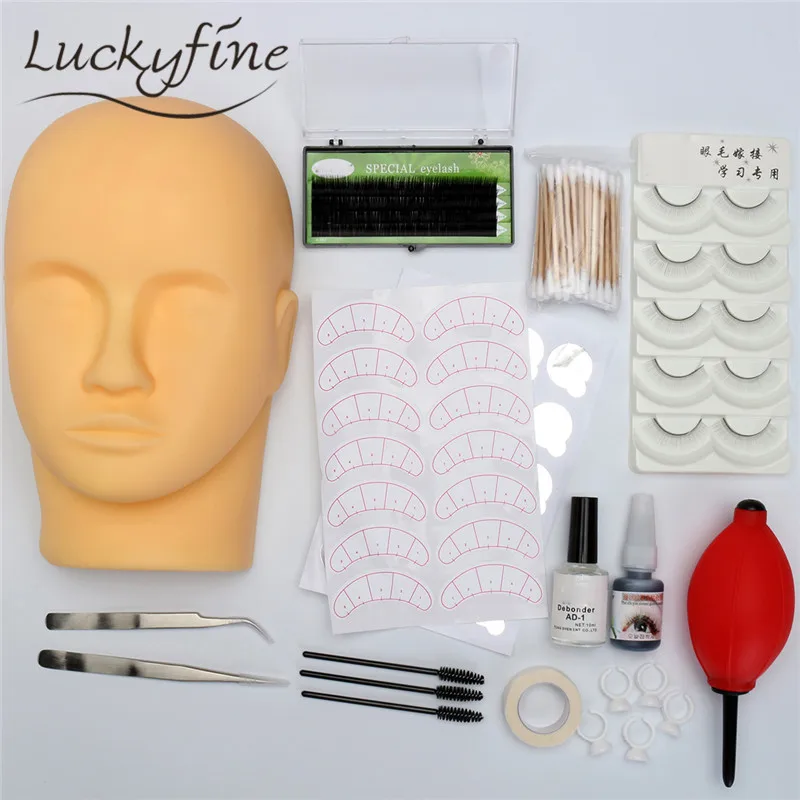 

Individual Eyelash Extension Kit Supplies Tools Training False EyeLashes Makeup Set With Flat Head Tweezers For Eye Lash Graft