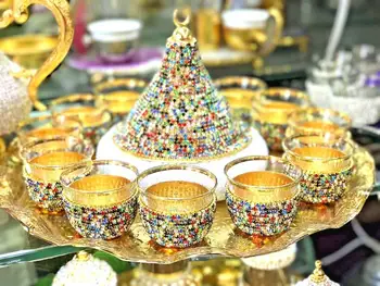 

Zam Zam Mırra Arabic Swarovski Stones Chamomile Coffee Set 6 Eid al adha gift