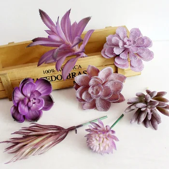 

Wholesale 5PCS/lot Artificial Mini Succulents Plants Blue Flower arrangement Echeveria color random