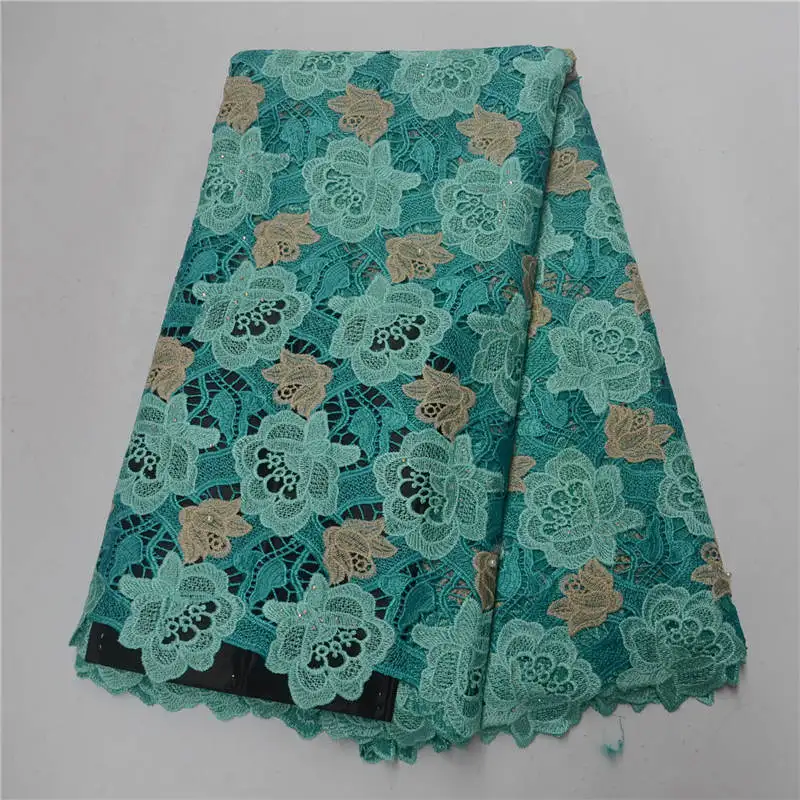 

Latest African Nigerian Wedding Dress Lace Fabric Black Water Soluble Chemical Cord Lace Multi color guipure lace fabric