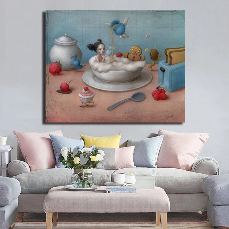 

The Girl In The Bath Canvas Posters Prints Abstract Wall Art Painting Decorative Picture Bedroom Modern Home Decoration Artwork