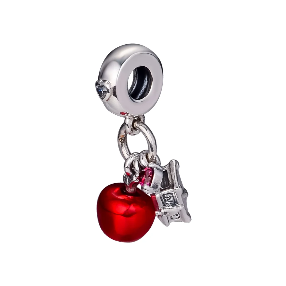 Fits European Bracelet Beads for Jewelry Making Snow White's Apple and Heart Dangle Charm 100% 925 Sterling Silver Beads Jewelry Fits European Bracelet Beads for Jewelry Making Snow White's Apple and Heart Dangle Charm 100% 925 Sterling Silver Beads Jewelry