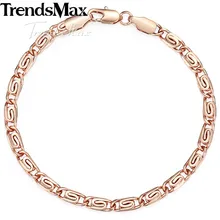 Trendsmax модные 585 розовое золото женский браслет цепочка с улиткой 5 мм 18 см-25 см GB179A