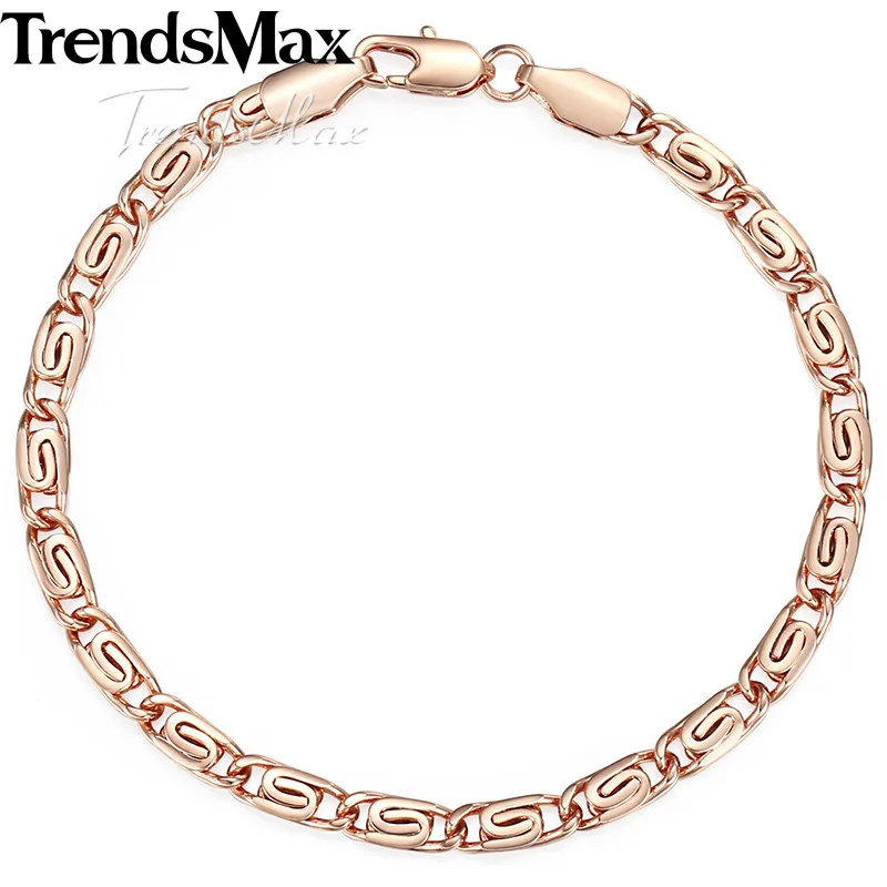 

Trendsmax Fashion 585 Rose Gold Womens Bracelet Snail Chain 5mm 18cm-25cm GB179A