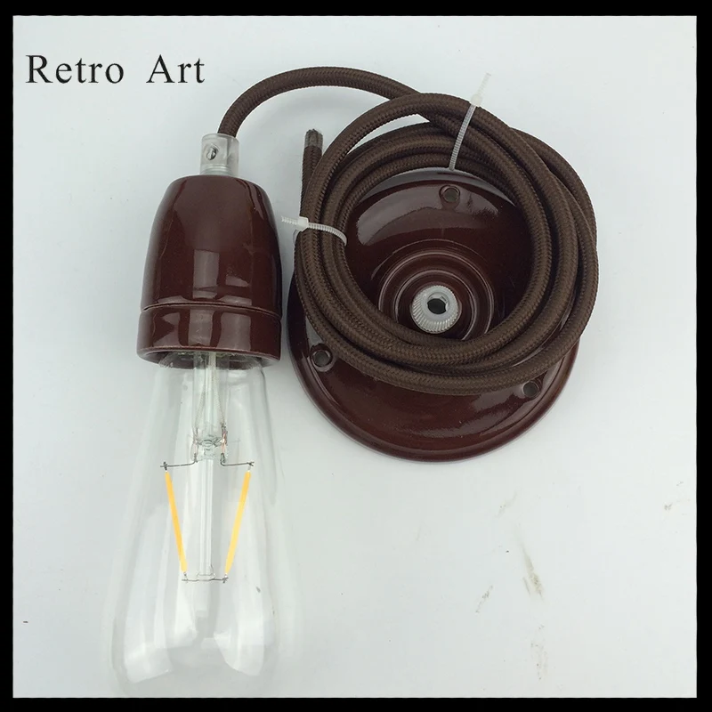 E26/E27 потолок подвесной светильник Шнур Набор Винтаж подвесной светильник комплект с керамической лампа Разъем