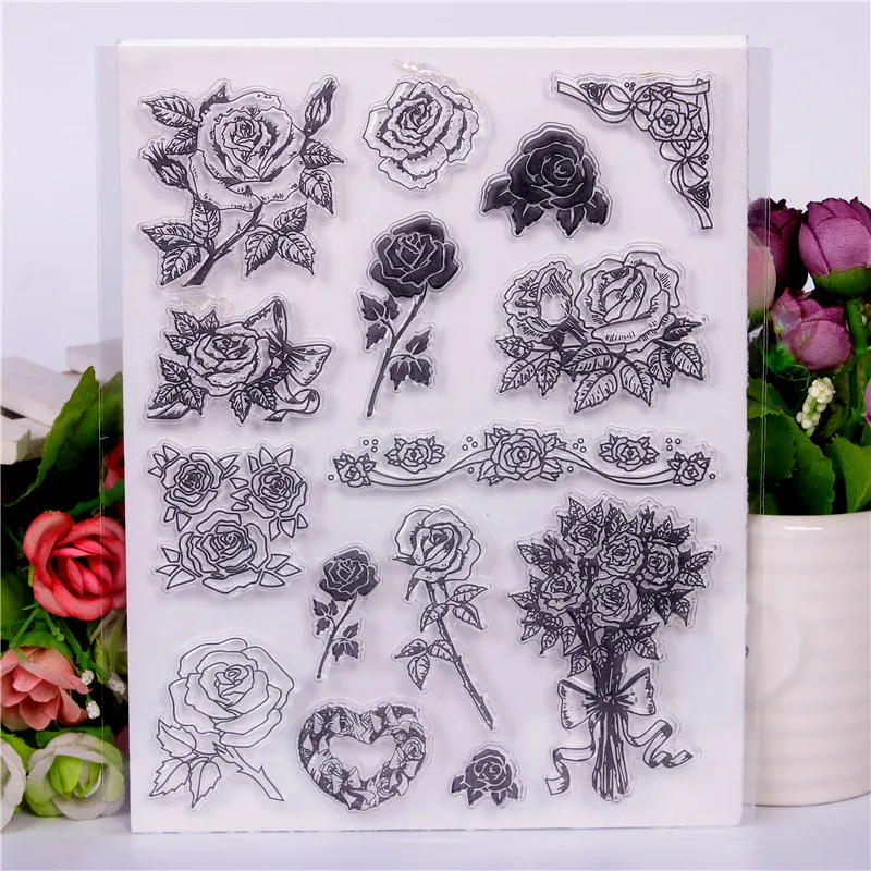 

DLKSDIY Bouquet Transparent Clear Stamp DIY Silicone Seals Scrapbooking / Card Making/Photo Album Decoration