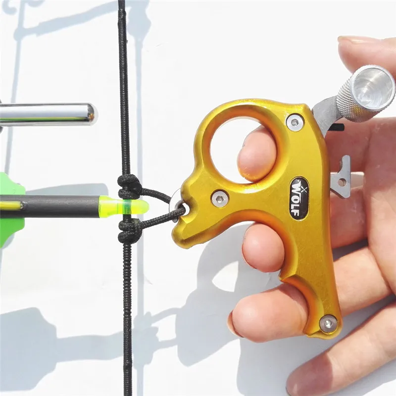 1pc Archery Compound Bow 3 Finger Release Stainless Steel Thumb Grip Caliper Release Aids Fit