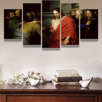 

Wall Art Painting Pictures Canvas Printed Poster 5 Panel Jesus And Twelve Apostles Zen Home Decor For Living Room Modern Artwork