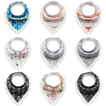 Треугольники хлопок Полотенца детский слюнявчик, слюни двойной детский слюнявчик в горошек вытирания слюней младенцев Полотенца носки для детей, партия Новая мода