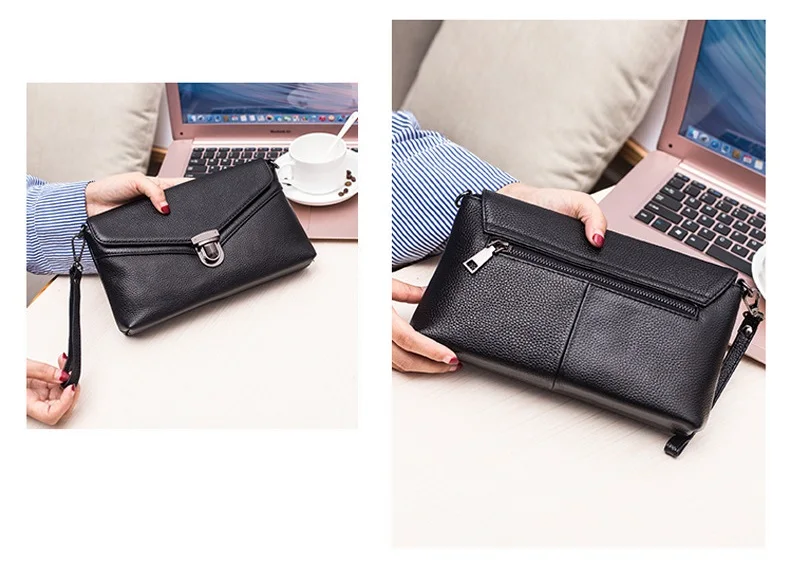 MJ Brand Women Handbag Fashion Genuine Leather Envelope Day Clutch Female Flap Messenger Bag Small Buckle Crossbody Shoulder Bag (15)