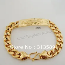 40 г "-жёлтое золото GP твердая накладка кубинская китайская история Дракон Знак браслет/отличный подарок/