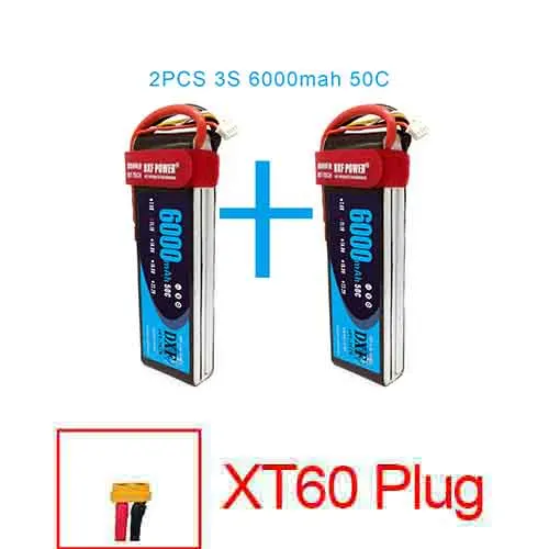 2 шт. DXF 2S 3S 4S 6S 7,4 V 11,1 V 14,8 V 22,2 V 6000mAh 50C Lipo батарея rex-450 вертолет с фиксированным крылом Квадрокоптер RC автомобиль Лодка - Цвет: 3S6000mah50C-XT60