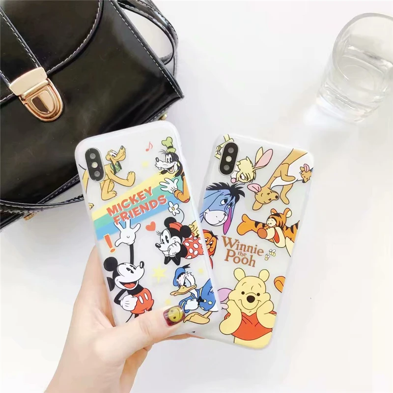 

Niceking Mickey Minnie Mouse Phone Cases For iPhone X For iPhone 6 6s 7 8 Plus Case Cute Bear Winnie Pooh Soft Back Cover Case