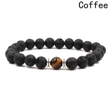New Style Bracelet Tiger Eye Volcanic Stone Men Black Lava Healing Balance Prayer Natural Stone Yoga Bracelet
