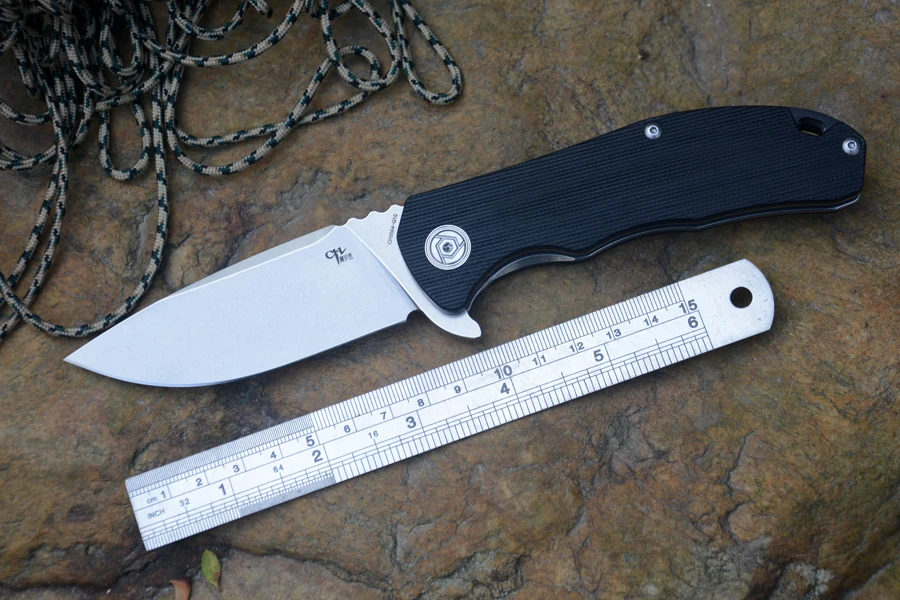 

CH pocket knife 3504 G10 Handle Knife Hunting D2 Folding Blade 2 Colors EDC Outdoor Tools Drop point Stonewashed