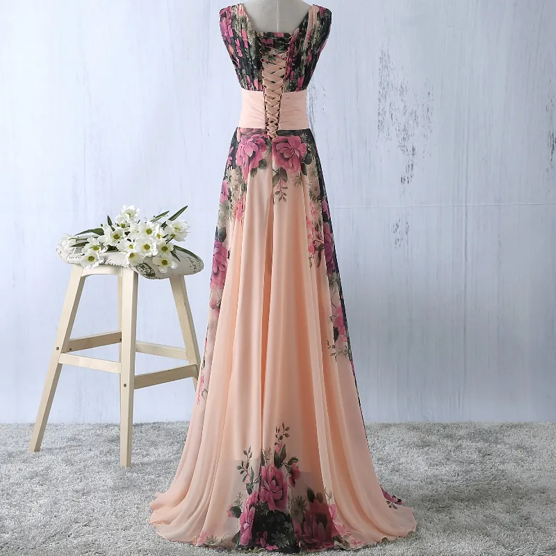 Goedkoop Hirigin Fashion Vrouwen Jurk Mouwloos Een Schouder Vier Stijlen Bloemen Lange Jurk Cocktail Party Formele Prom Gown Dress