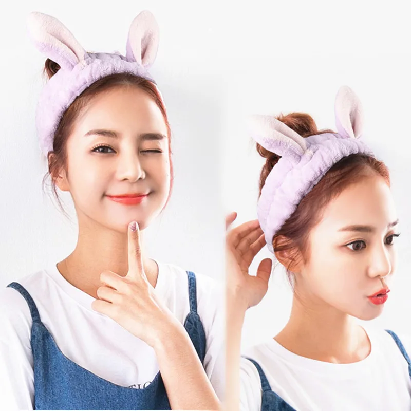 

Makeup Face Washing Women Headband Headwrap Lovely Rabbit Ears & Cat Ears Flannel Hairbands Hair Bands Girls Hair Accessories