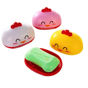 

Creative bathroom soap box cute chicken shape with drainage partition to keep the soap dry and not soften cartoon soap box