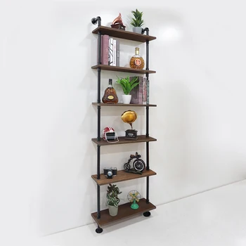 

Industrial Pipe Wall Mount Floating Pipe Shelf Bathroom Towel Rack Clothes Rack Bedroom With 6 Tier