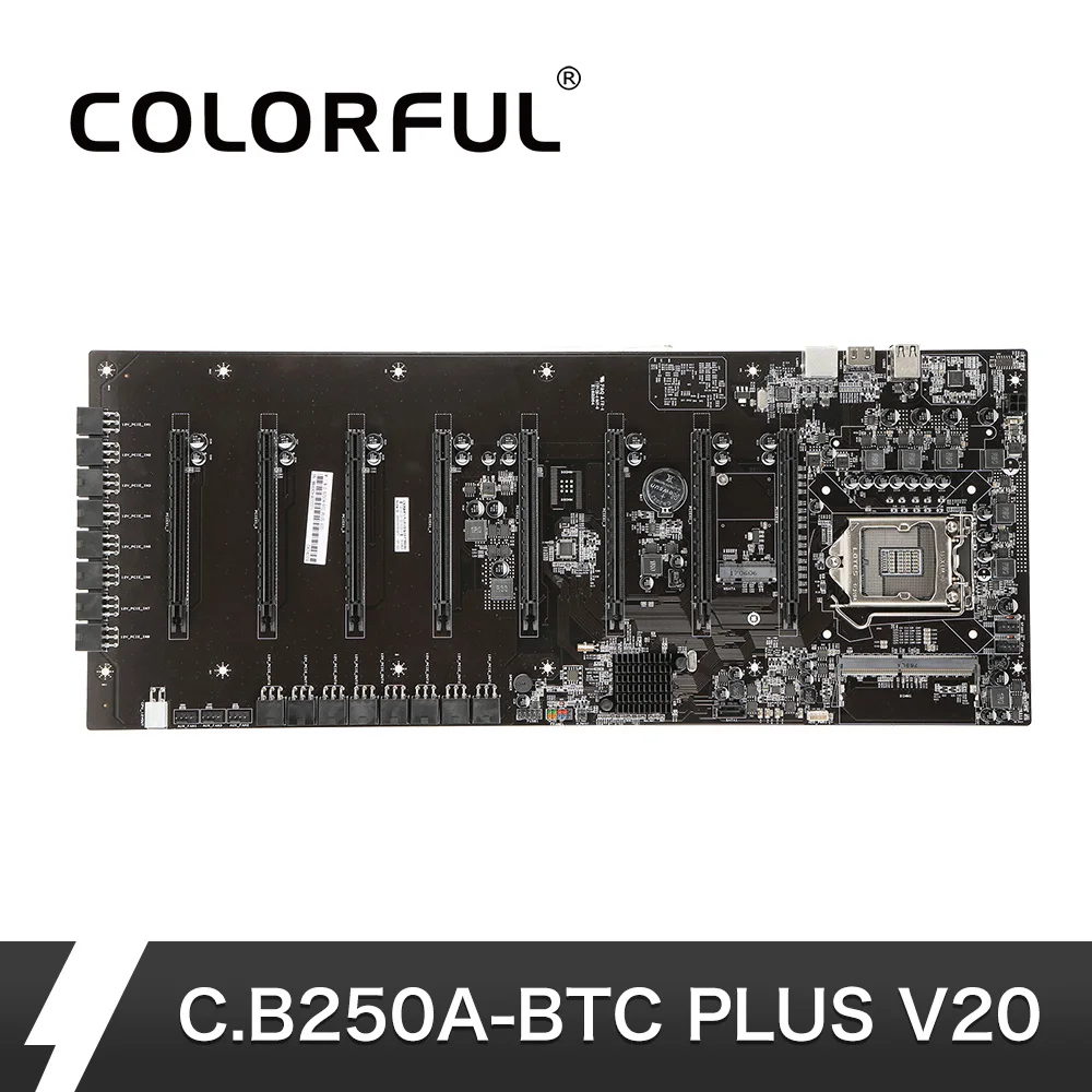 

Colorful Mining Motherboard 8 Graphics Cards for Intel LGA1151 C.B250A-BTC PLUS V20 ETH BTC Miner Antminer Mainboard