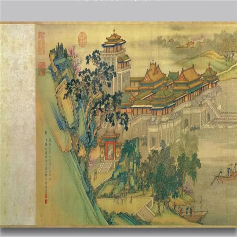 

Original Qingming Shanghe map HD long roll large high-grade wall cloth manufacturers wholesale wallpaper mural photo wall