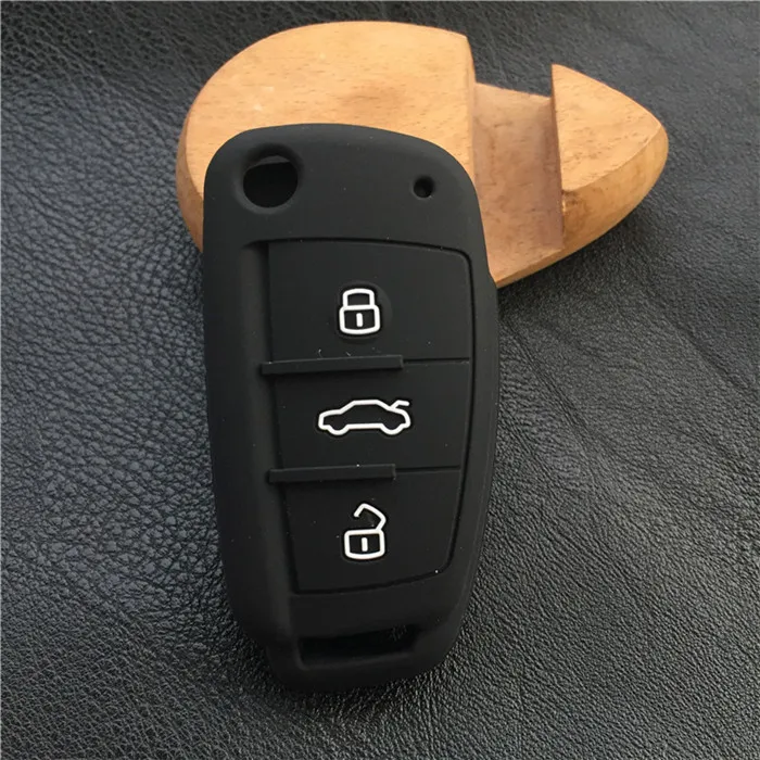 Силиконовые Ключи чехол для Audi Sline A3 A5 Q3 Q5 A6 C5 C6 A4 b6 b7 B8 TT 80 s6 авто Обложка Key Holder протектор Интимные аксессуары - Название цвета: Черный