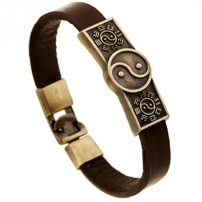 

Punk Fashion Yin and Yang Pattern Faux Cowhide Alloy Bracelet Jewelry